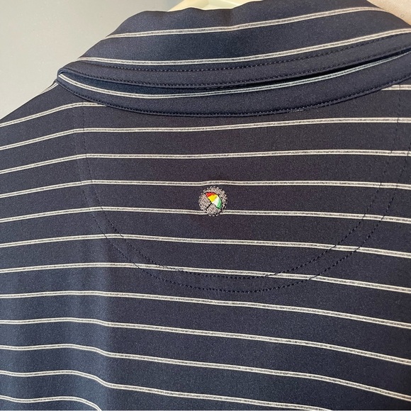 Arnold Palmer Men's Striped Polo golf Shirt - Navy Blue and white size medium - Picture 7 of 7